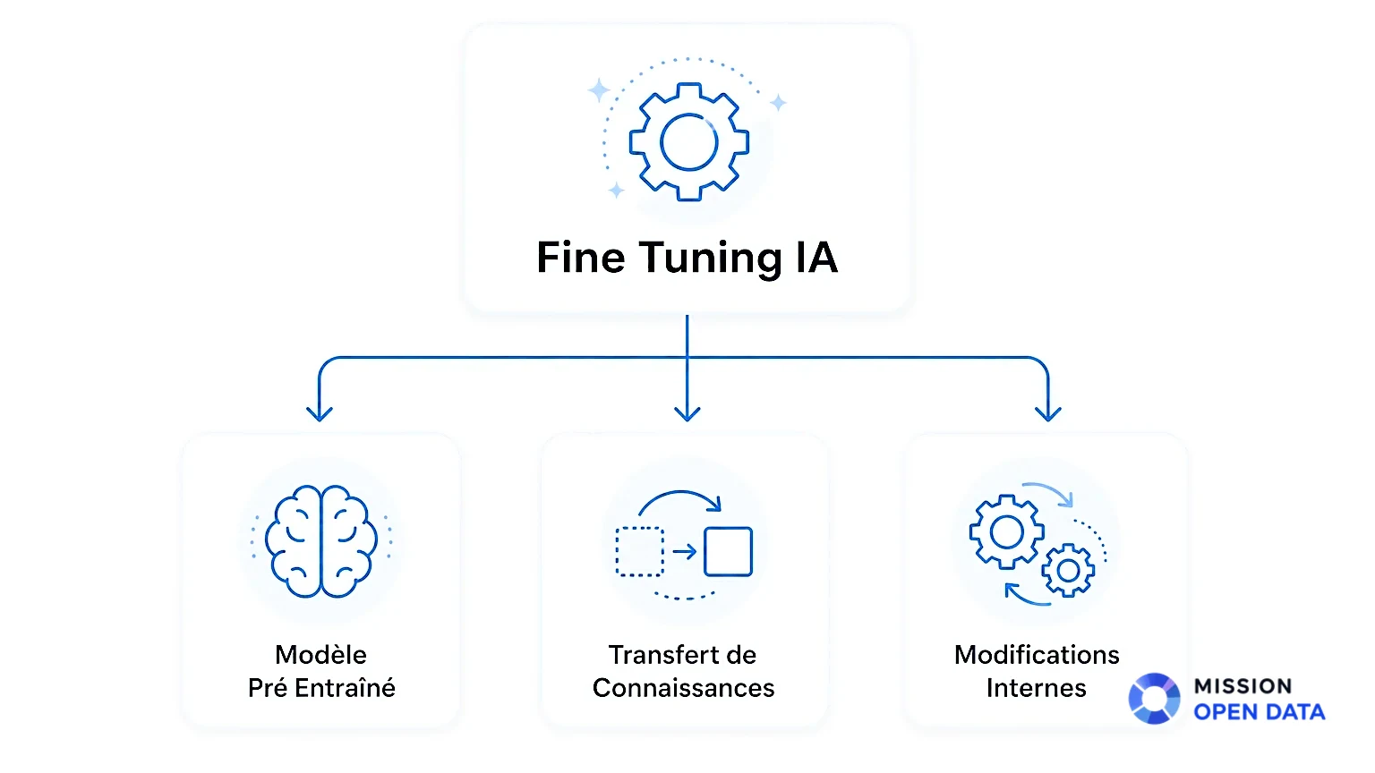 Infographie illustrant le concept de fine tuning en IA