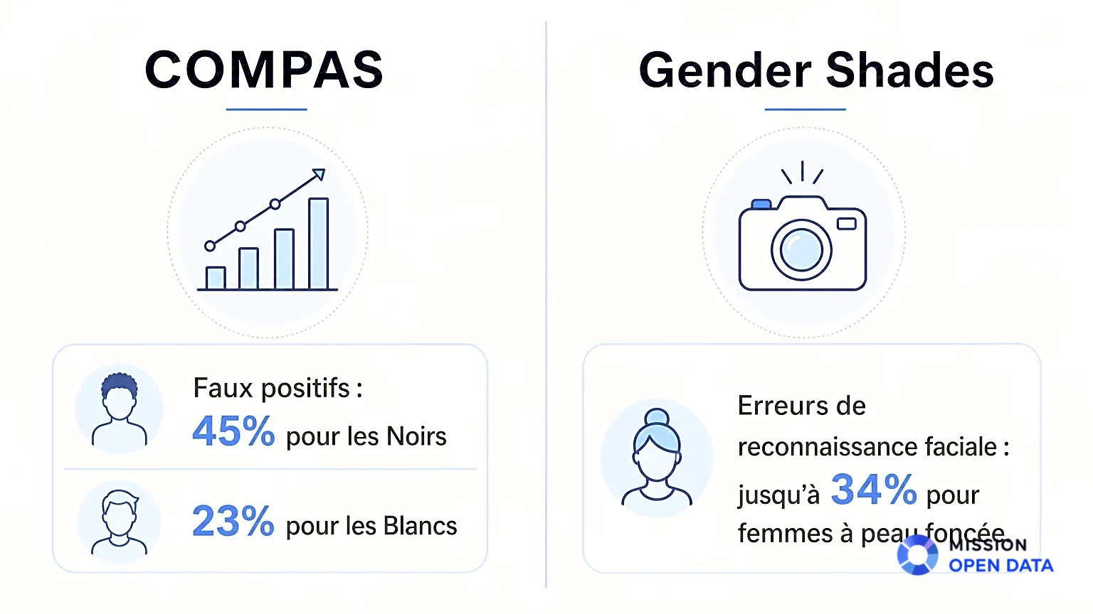 Comparaison des taux de faux positifs entre COMPAS et Gender Shades.