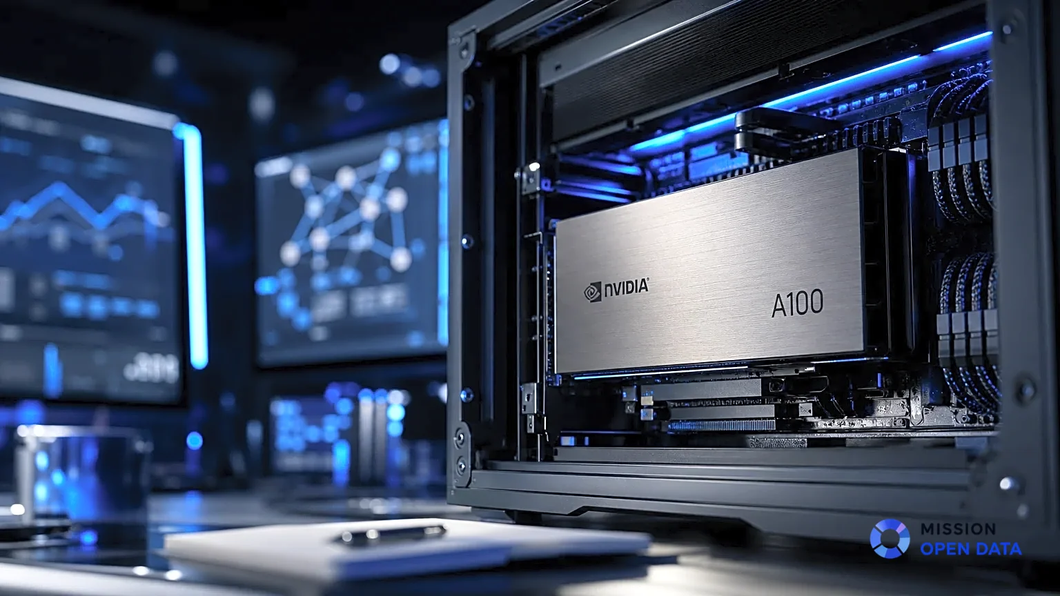 GPU A100 dans un environnement de travail moderne