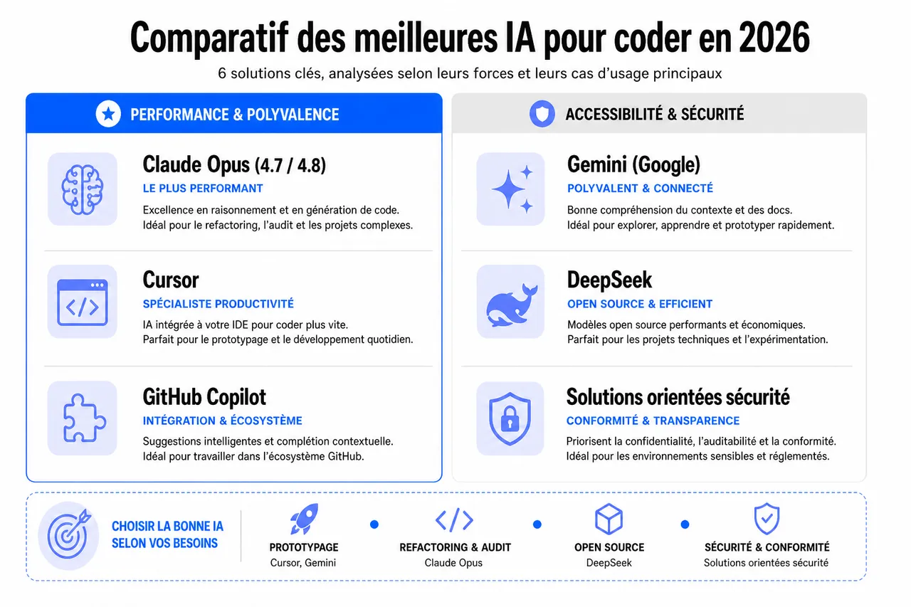 Quelle IA choisir pour développer plus efficacement en 2026? , Comparatif des meilleures IA pour coder en 2026