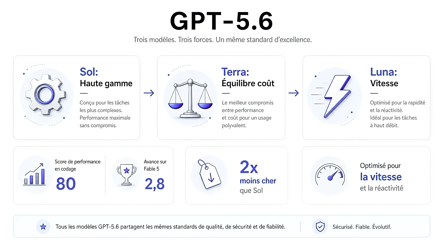 Comparaison des modèles Sol, Terra et Luna de GPT-5.6.