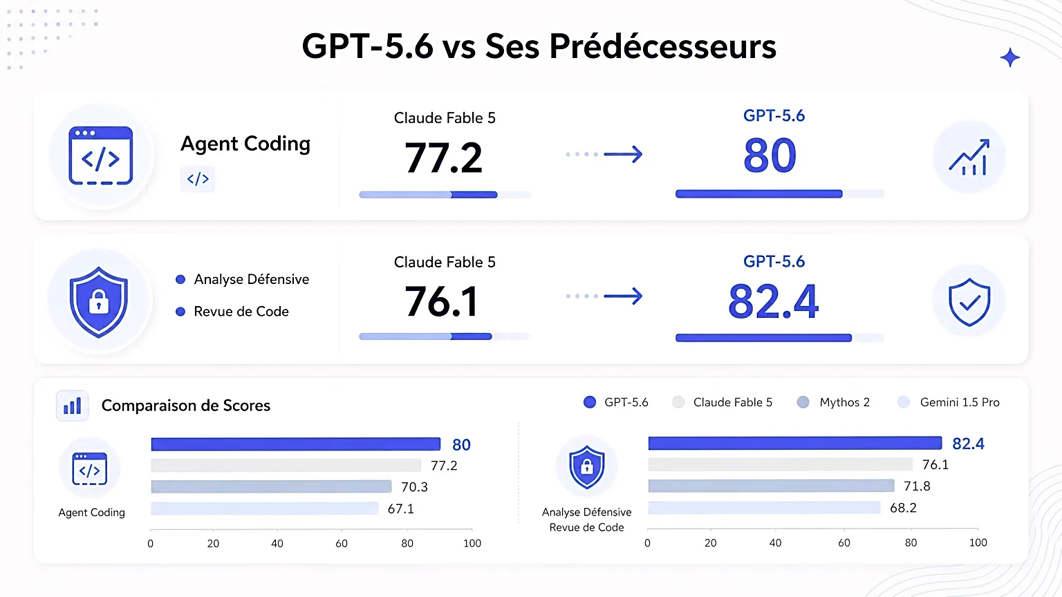 Performances de GPT-5.6 en codage et cybersécurité.