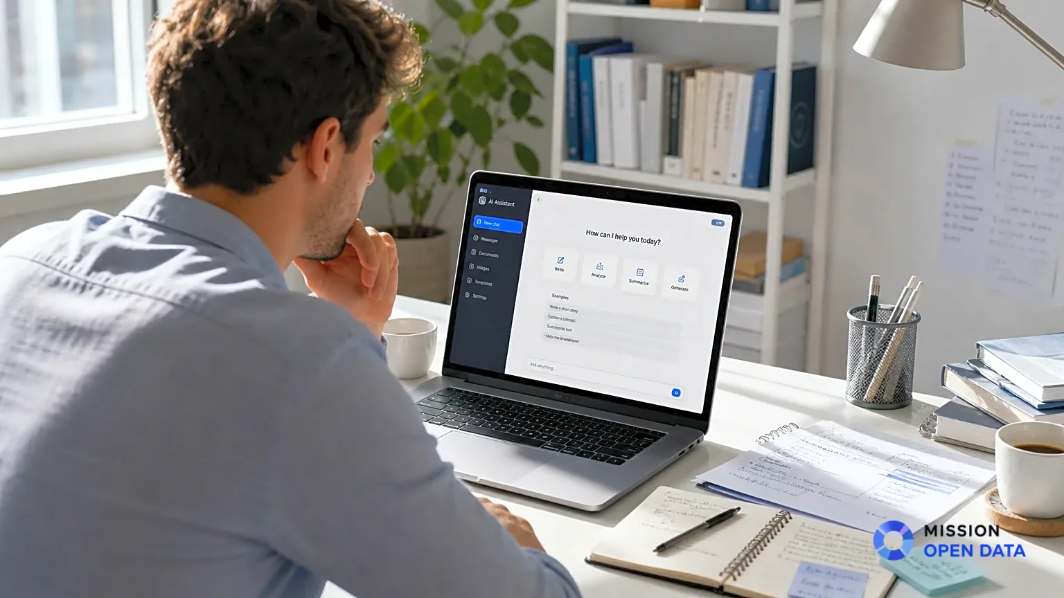 Personne devant un ordinateur regardant une application d'intelligence artificielle