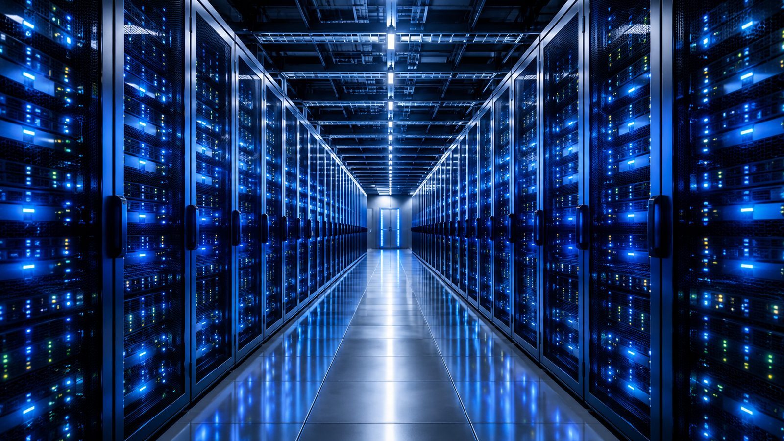 Allée de baies serveurs dans un data center de colocation